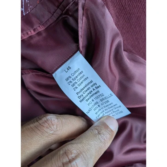 NWT $179 Nautica Mens‎ Corduroy Blazer Burgundy Burgundy Stretch Sport Coat L46